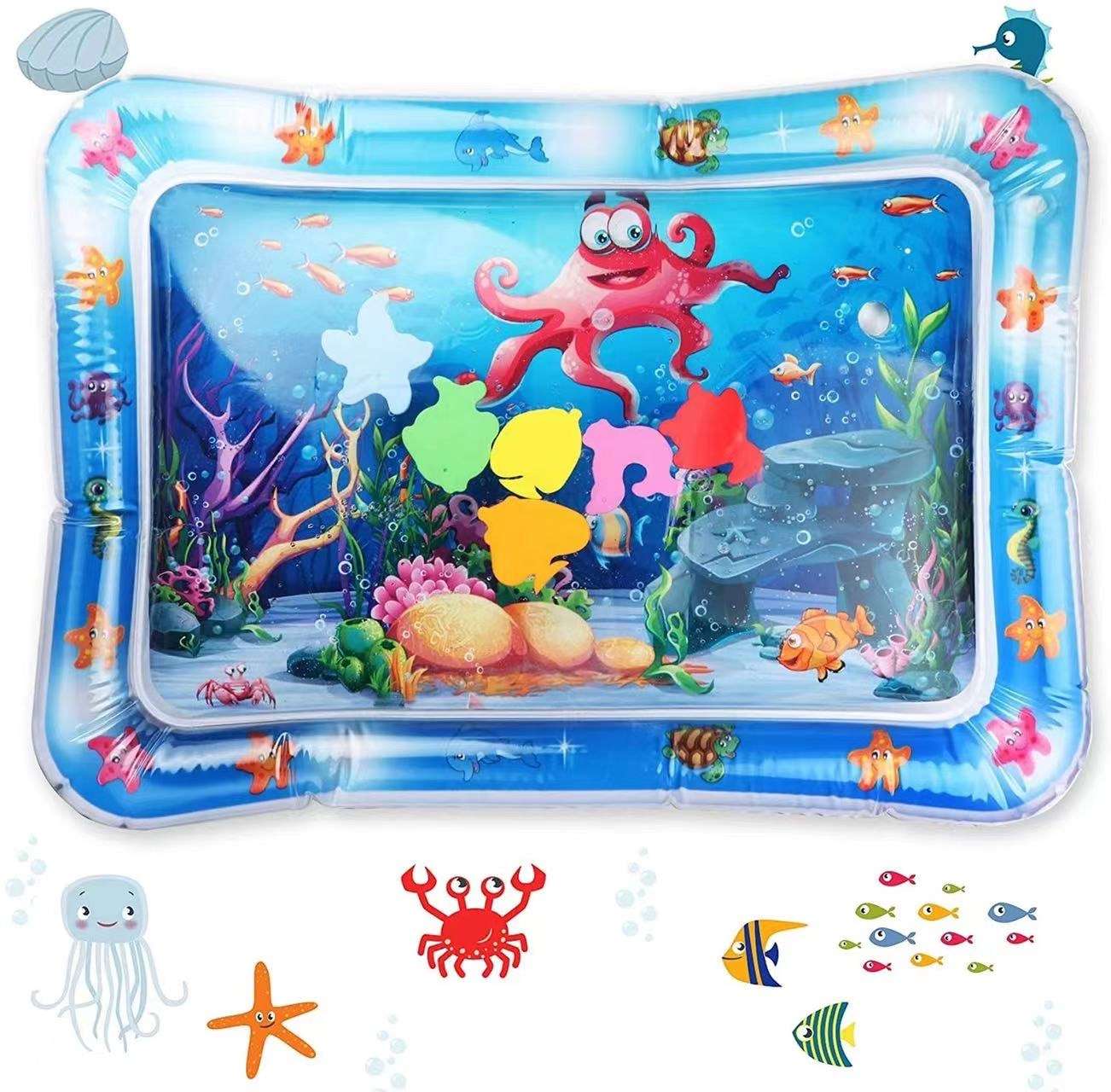 misuki Baby Water Mat Tummy Time Inflatable Water Play Mat for Babies Infants Toddlers Child Development Activity Center Babys Stimulation Growth 